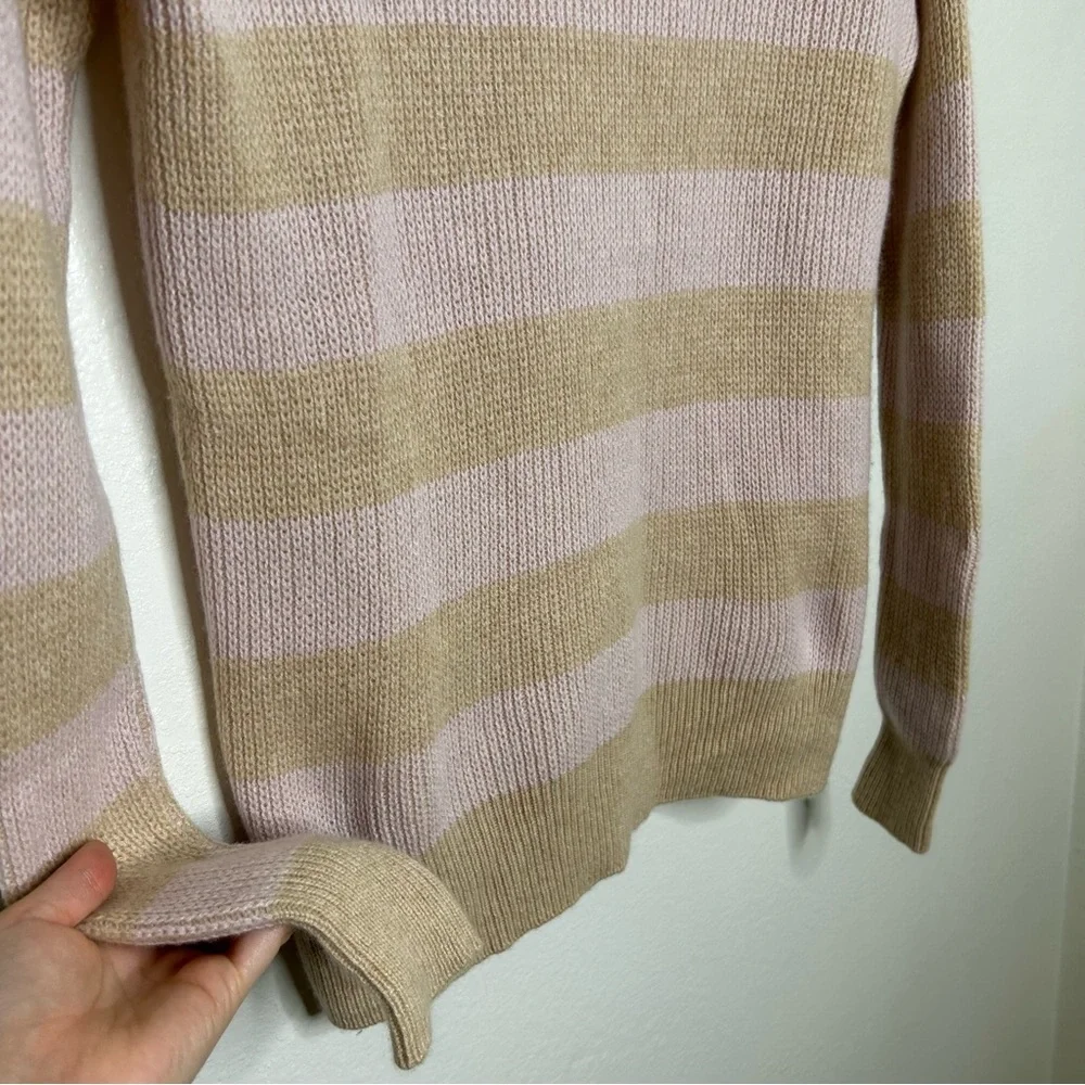 Autumn Cashmere 100% Cashmere Striped Pink Pullover Sweater S